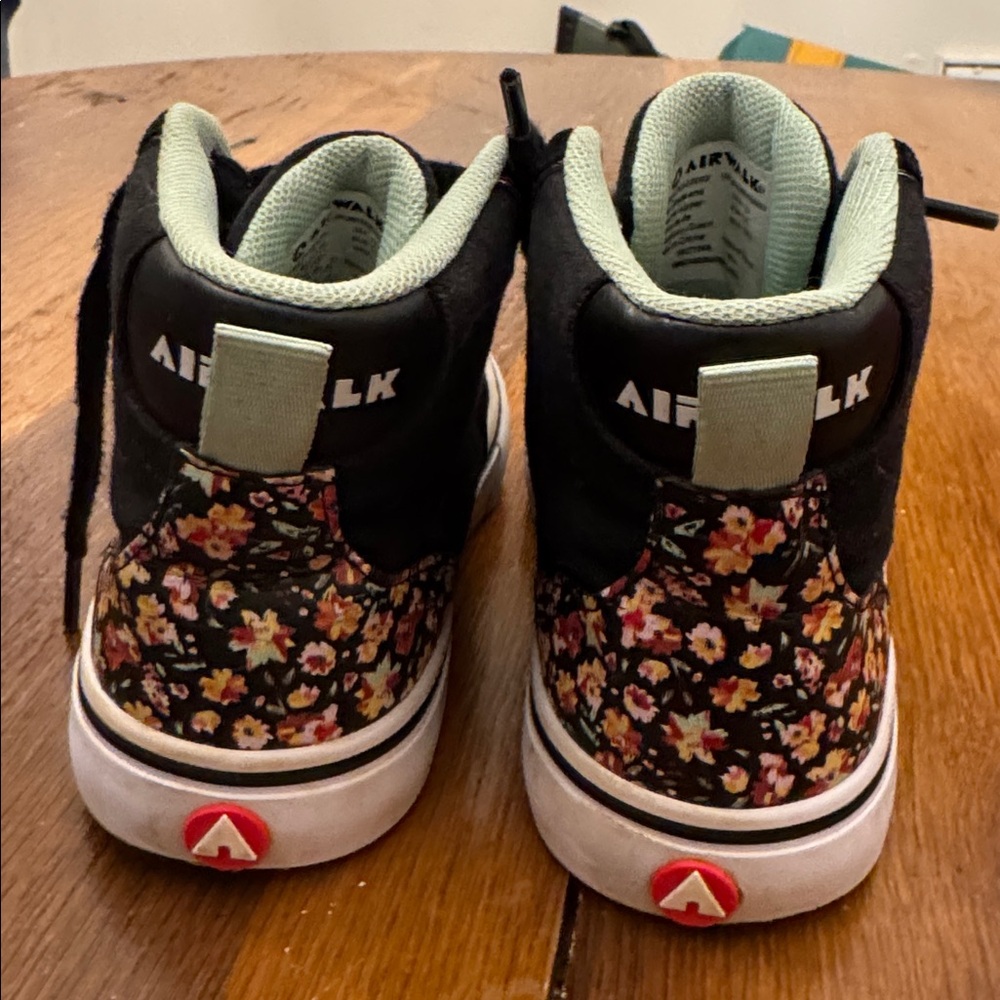 Floral Black and White Kids Sneakers